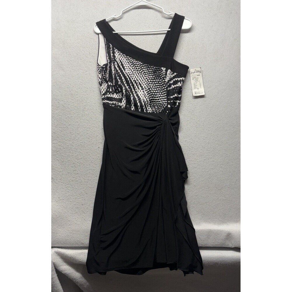 NEW Joseph Ribkoff Zibra Print Sequin Dress Size 8 Black & White Sleeveless